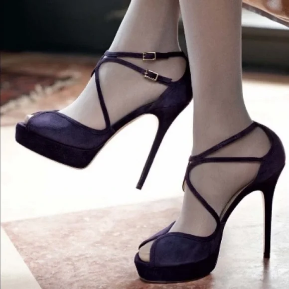 Jimmy Choo Purple Suede Fairview Heel - Picture 1 of 6